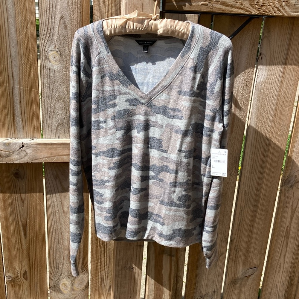 Lucky Brand Camouflage Long Sleeve Tee